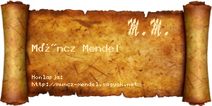 Müncz Mendel névjegykártya
